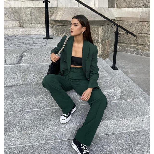 ZARA - 期間限定！ ZARA セットアップXS/Sサイズ ダークグリーンの通販