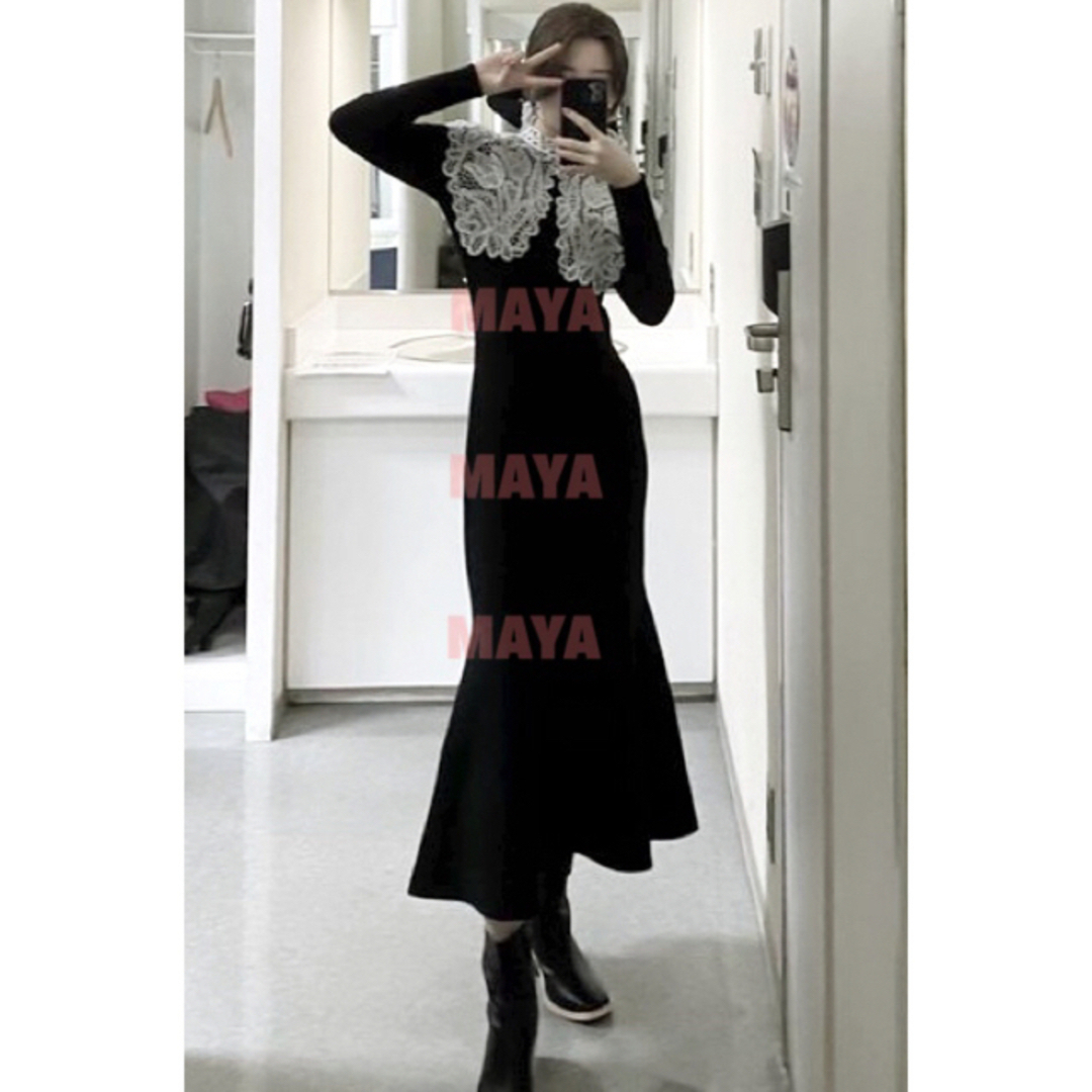 SNIDEL - SNIDEL ビッグレースカラーニットワンピース 0の通販 by MAYA