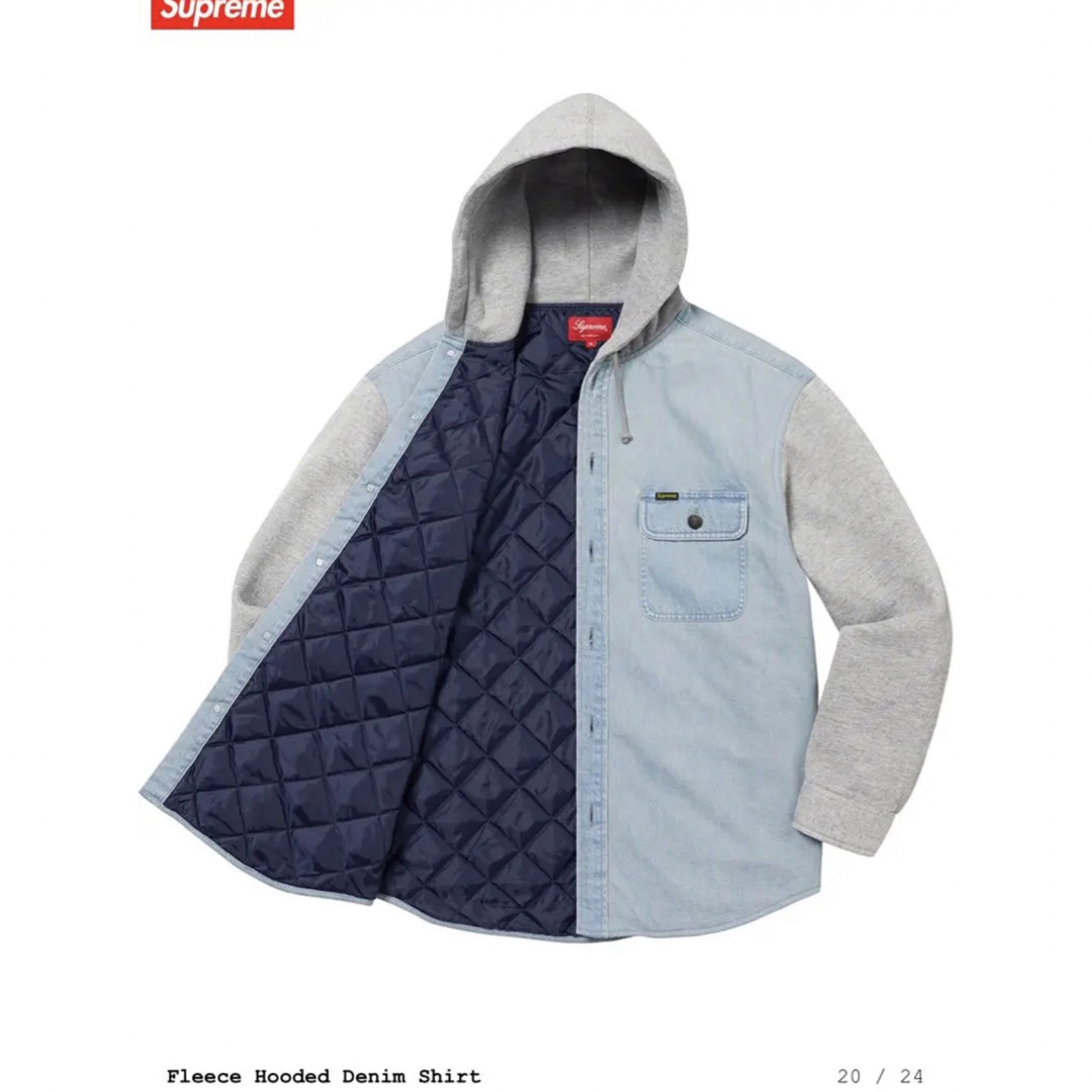 Supreme - Supreme Fleece Hooded Denim Shirt Sの通販 by RR ダブル