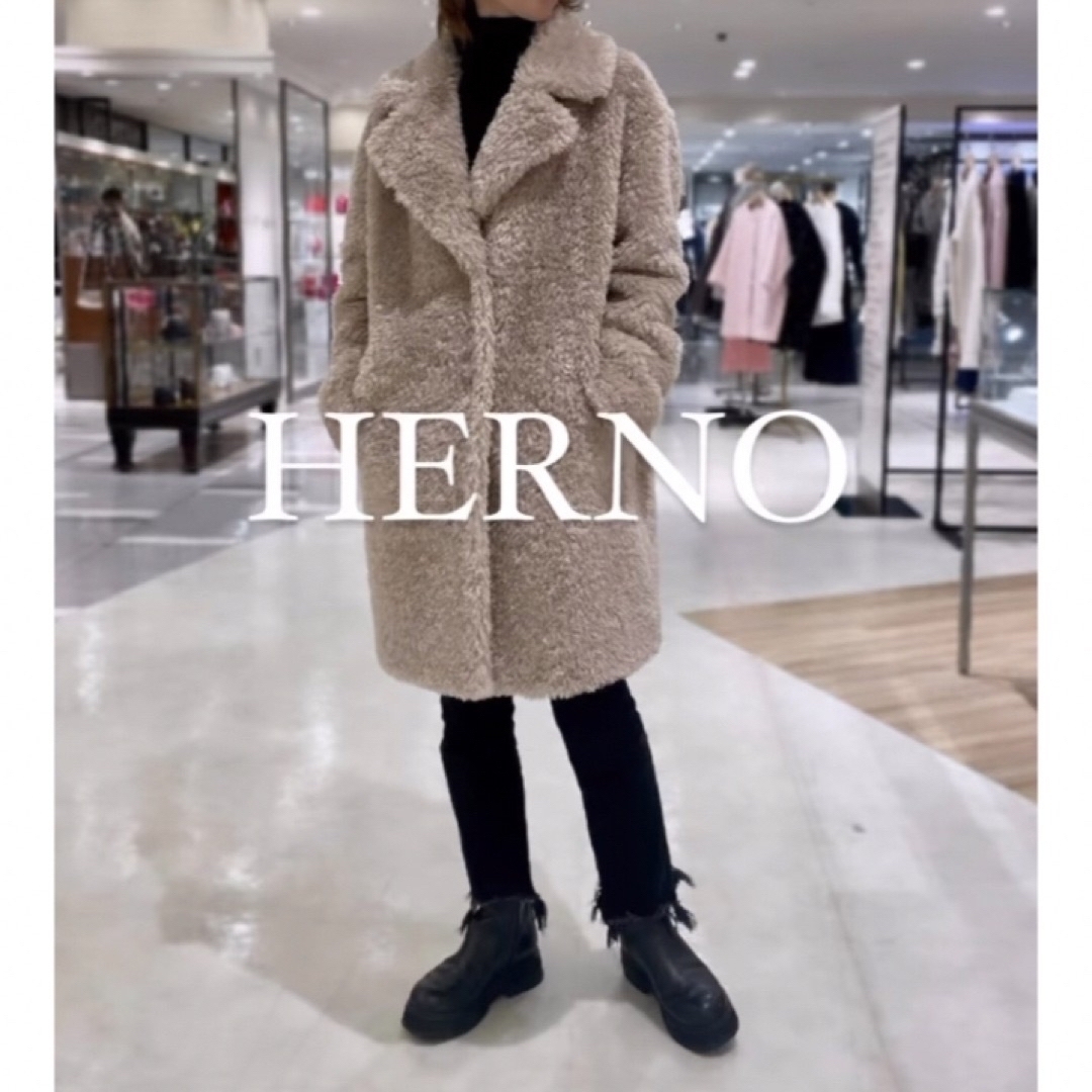 HERNO - HERNO ヘルノ カーリー コート エコファー コート シャンティ