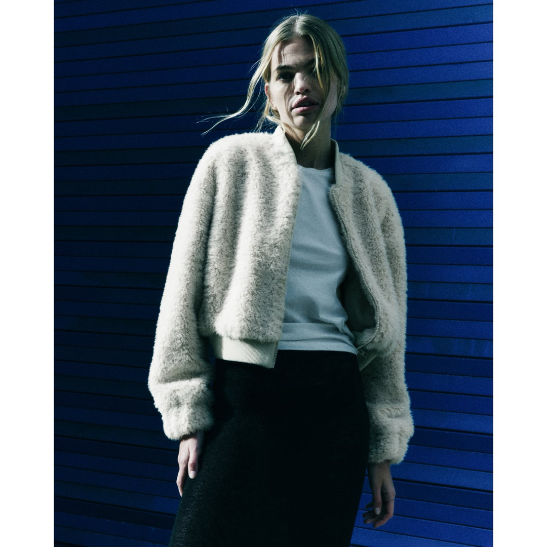 ZARA - ZARA フェイクファークロップドボンバージャケット エクリュ XL