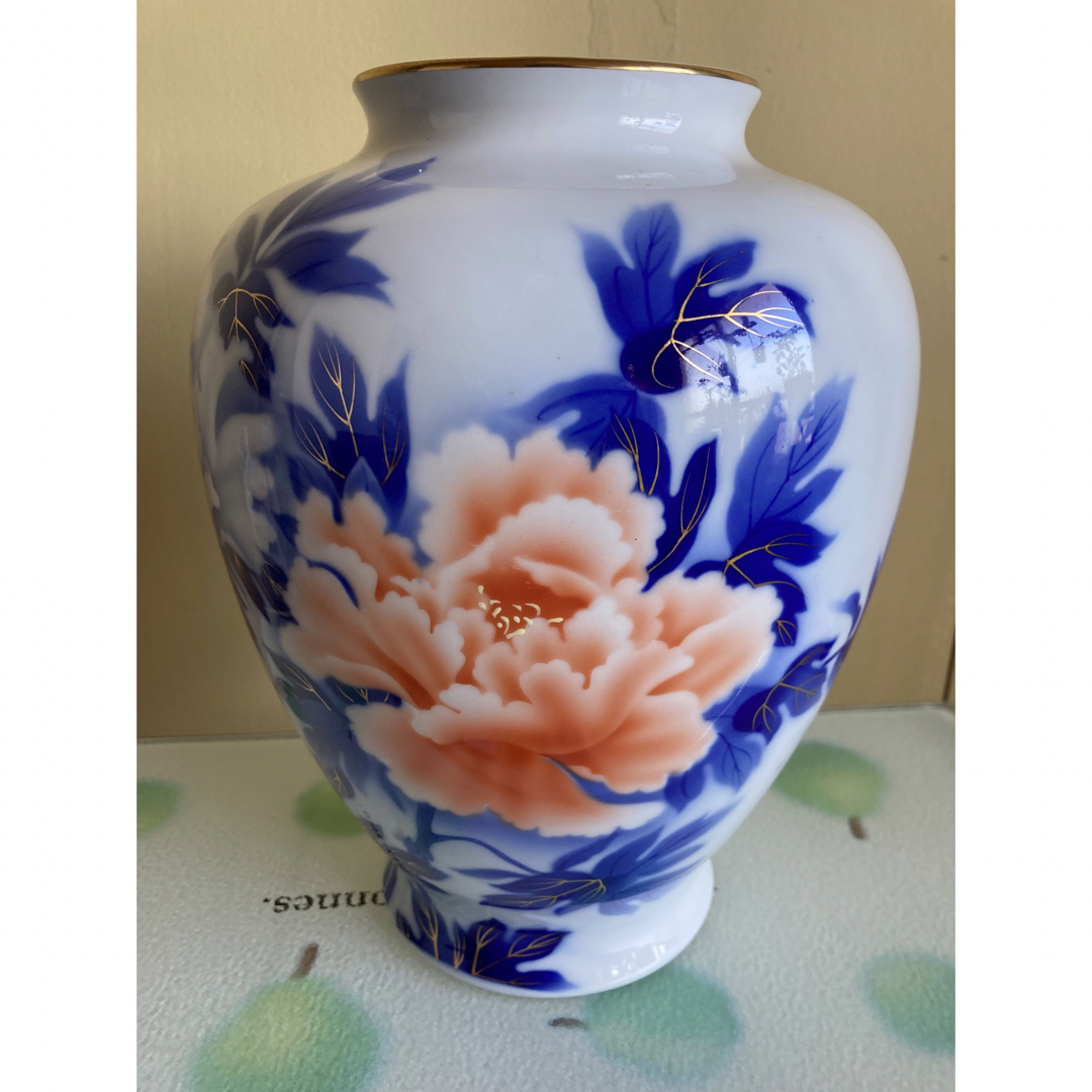 深川製磁 - 昭和レトロ 深川製磁 花瓶 宮内庁御用達 染錦牡丹 紅白牡丹