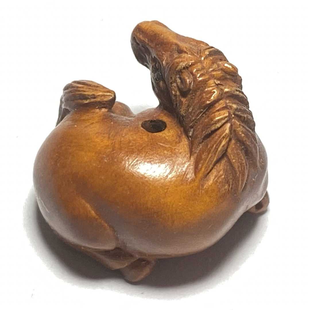 柘植根付 置物 十二支馬 黄楊繊細彫刻 木製。の通販 by Mirai's shop