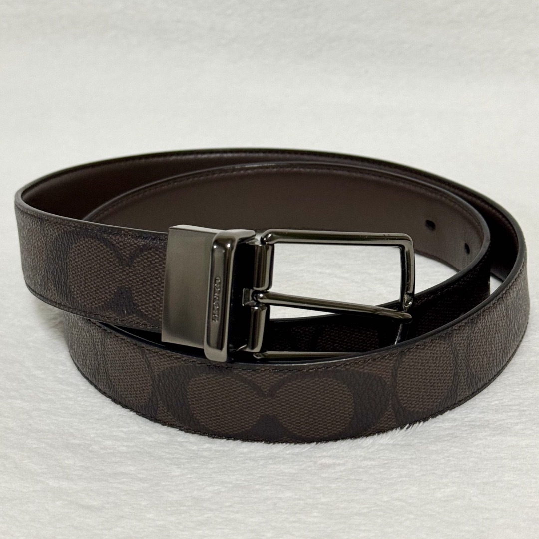 COACH - COACH コーチ シグネチャー リバーシブル ベルト PVC ブラウン