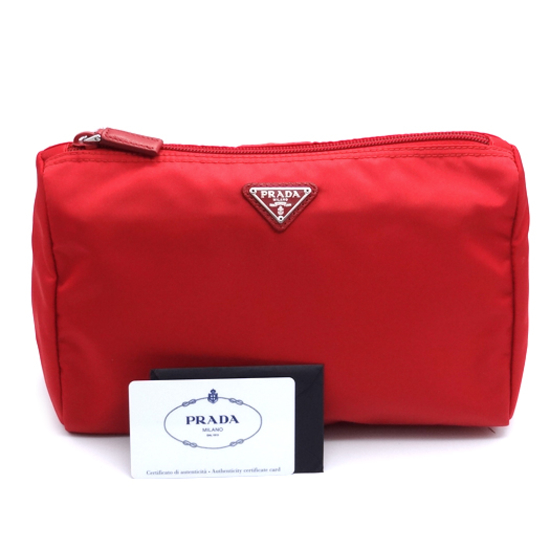 PRADA - プラダ ナイロン ポーチ トライアングルロゴ レッド 赤 1NA012