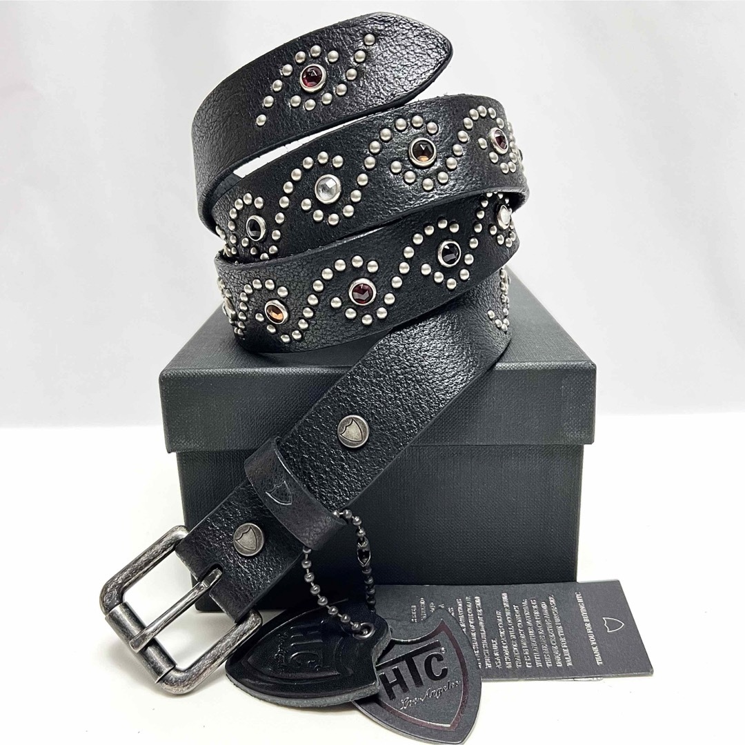 HTC 7連オールドスタッズ レザーベルト 34 ブラック HTC 7連オールド