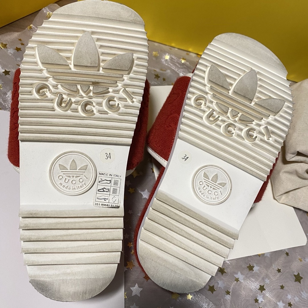 GUCCI - GUCCI adidasアディダス グッチ プラットフォームサンダル 赤