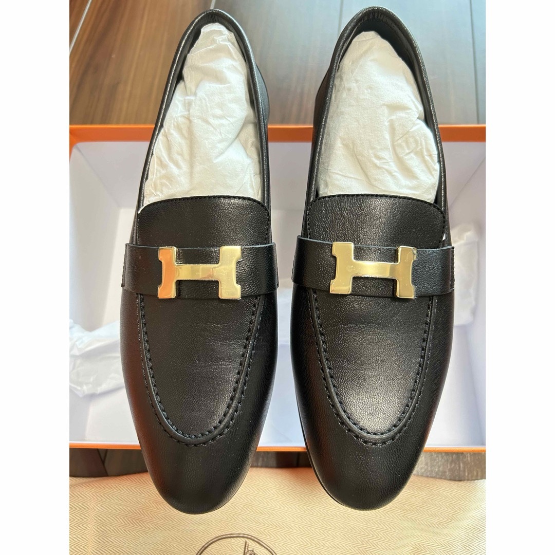 HERMES モカシン（ホット） 35.5 ブラック モカシン-《アイコン》--251300Z