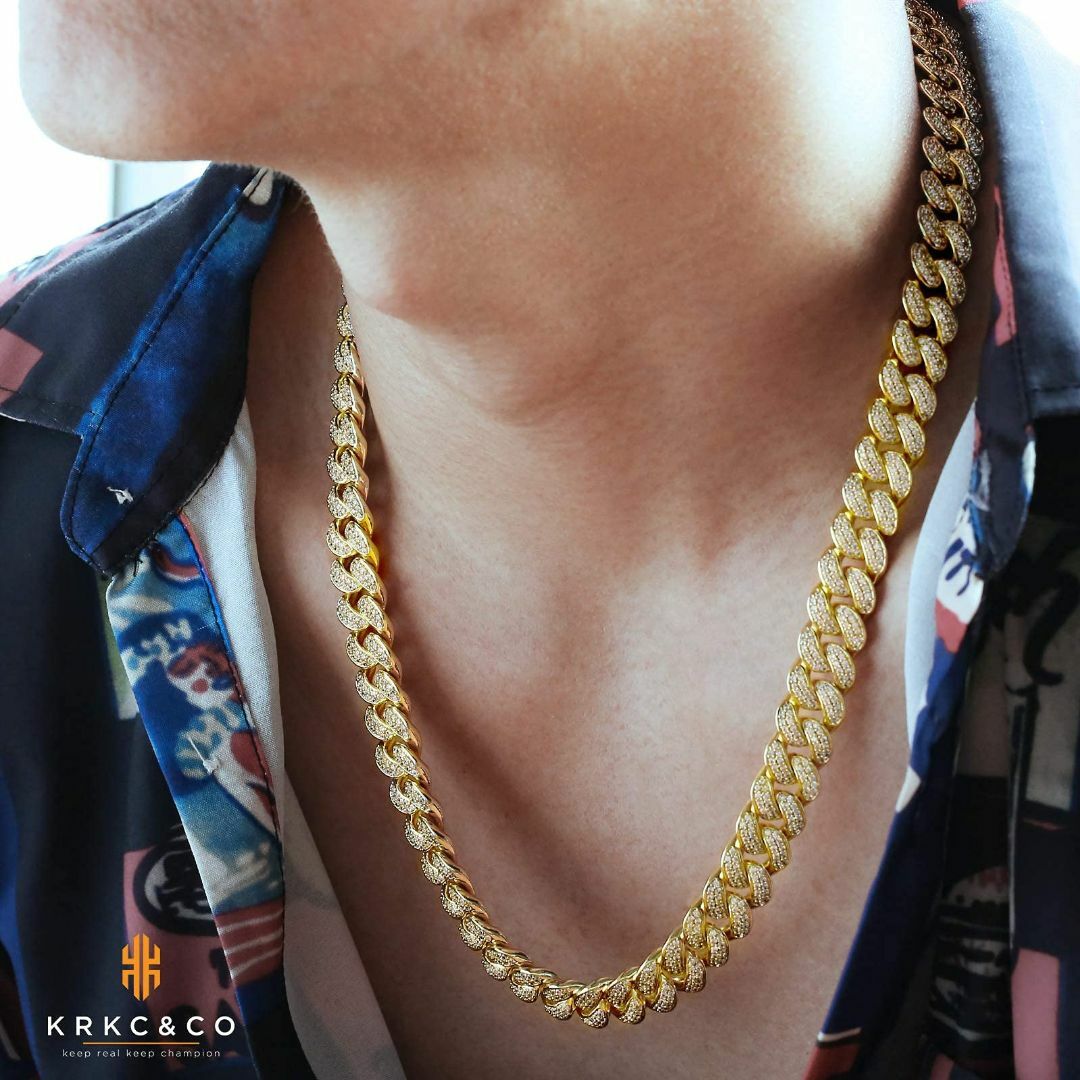 KRKC&CO 12/18mm 喜平ネックレス マイアミ キューバンチェーン ジの