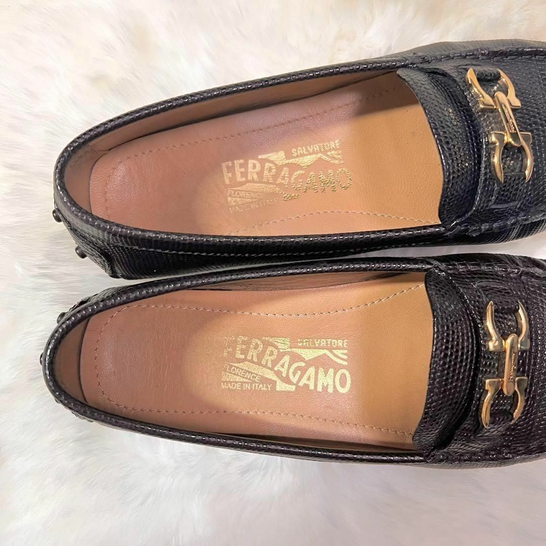 FERRAGAMO - 美品 フェラガモ ローファー 5M（約22.0cm） リザード
