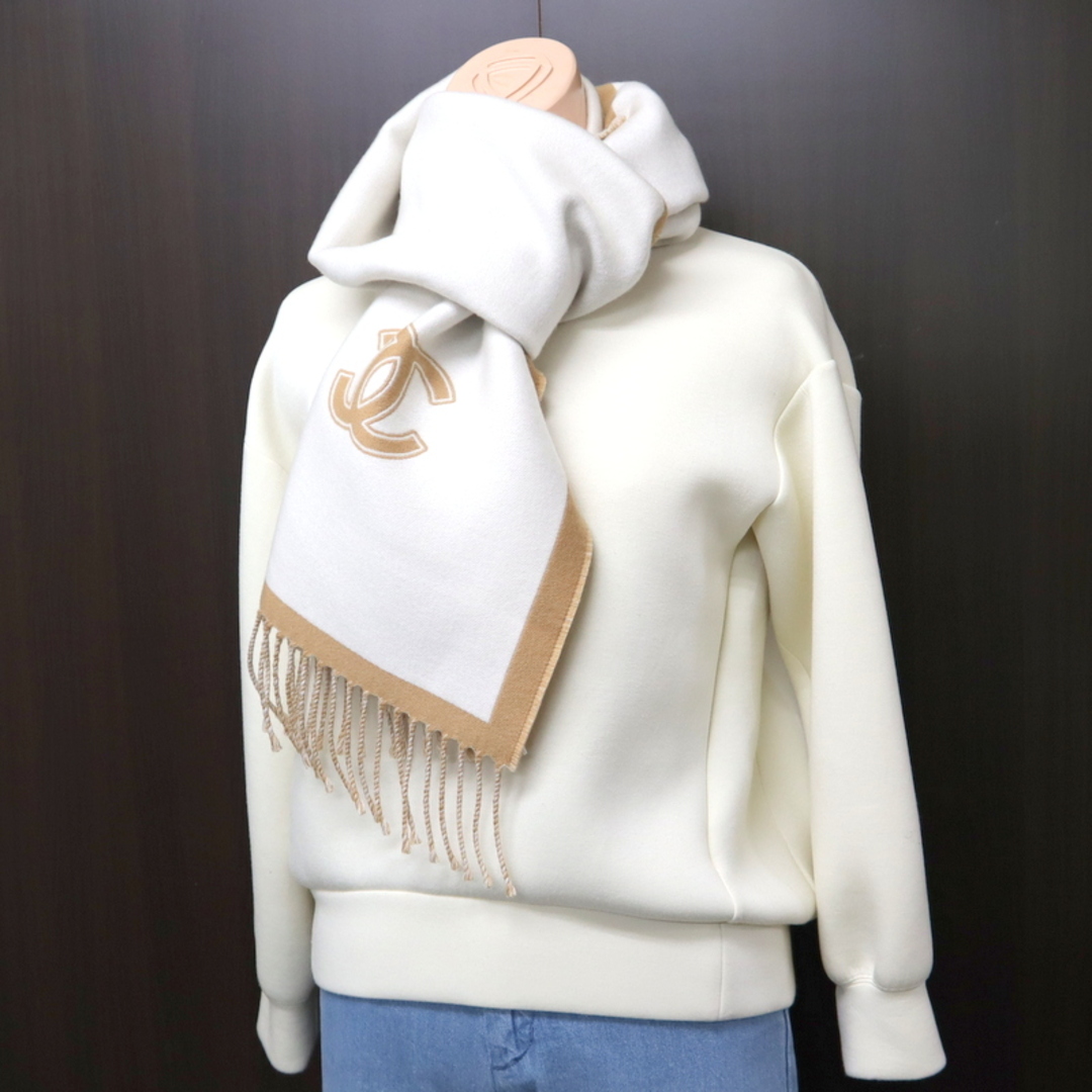 CHANEL - 【CHANEL】シャネル マフラー ココマーク ベージュ×ブラウン