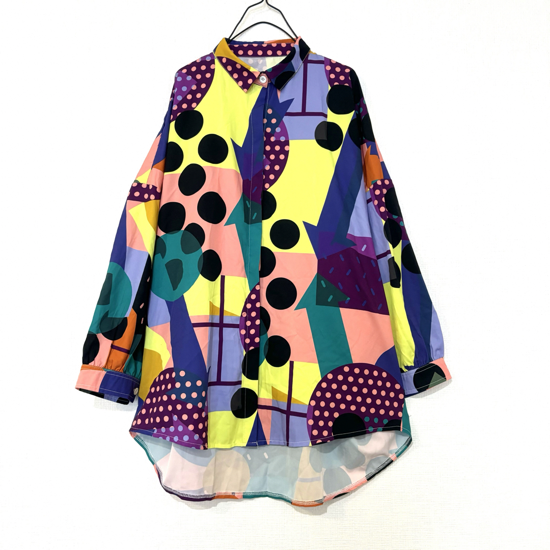 men's】ゆったりカラフルシャツ/オーバーサイズユニセックス美品マルチ