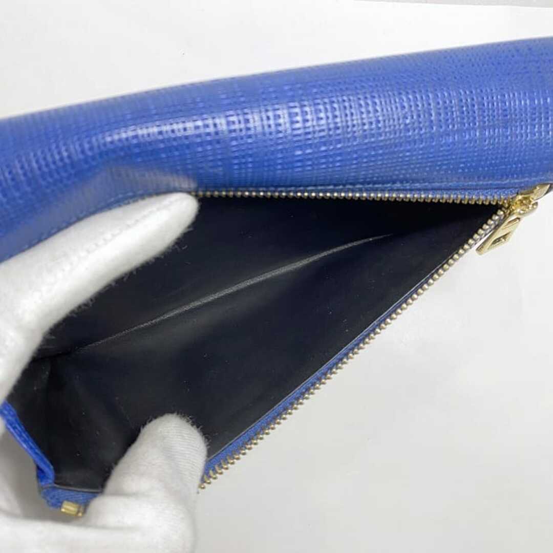 LOEWE - ロエベ 二つ折り 長財布 ブルー リネン 財布 レザー 中古