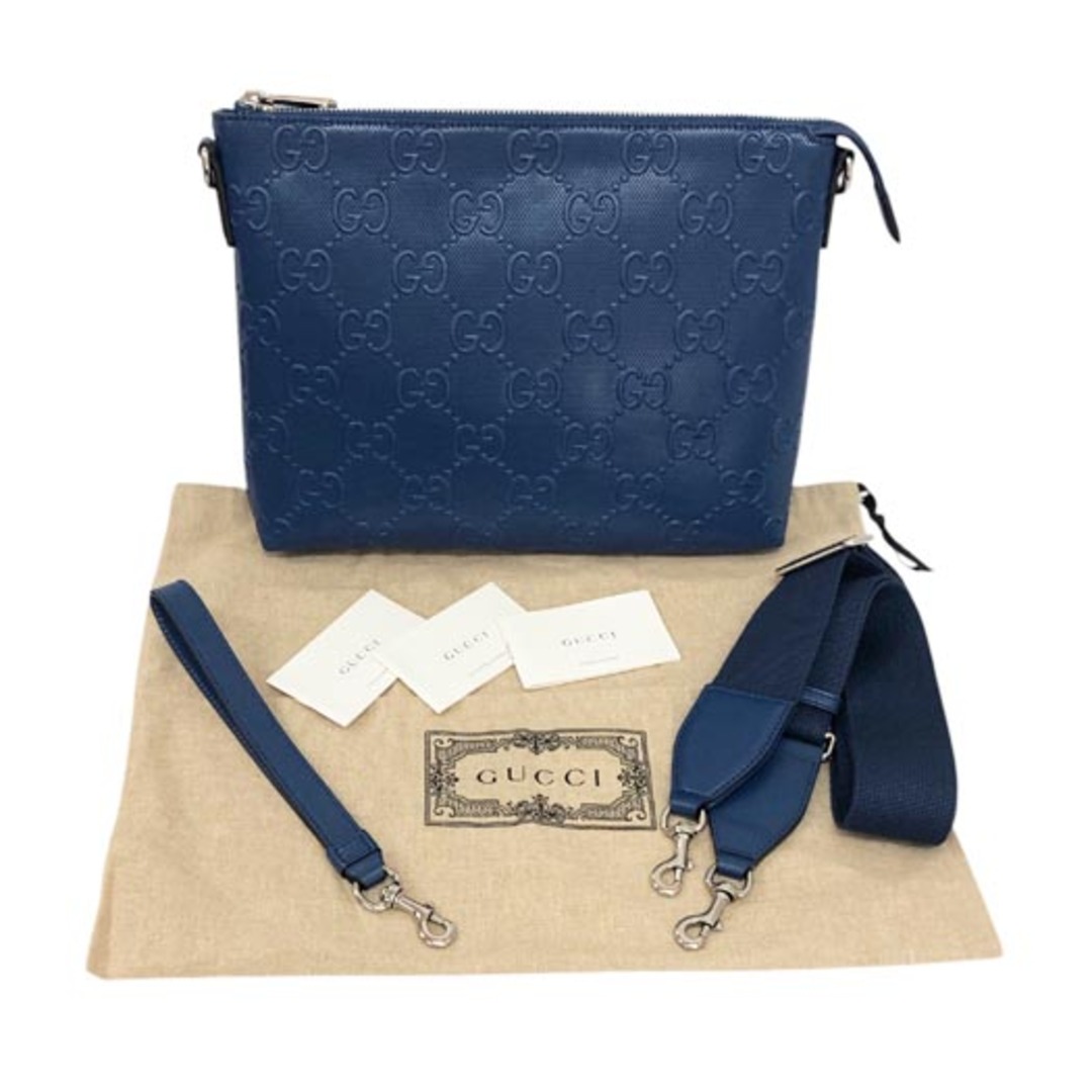 GUCCI - グッチ GGミディアム メッセンジャーバッグ GGエンボスレザー