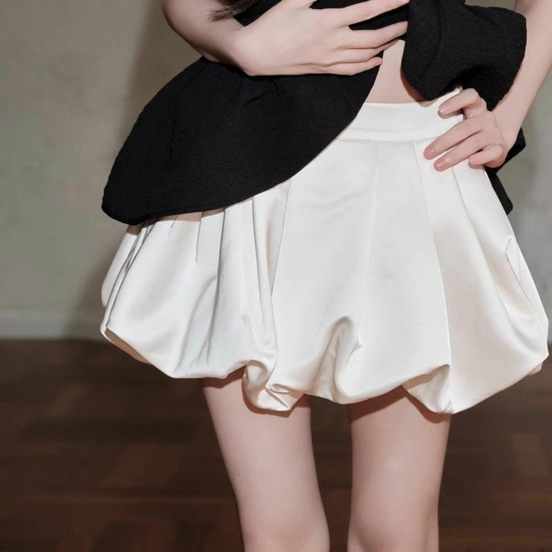 Charles Chaton - avenement サテン ローウエスト バルーン ミニ