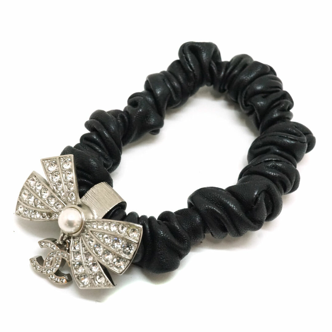 CHANEL シャネル ラムスキン ラインストーンシュシュ ヘアゴム