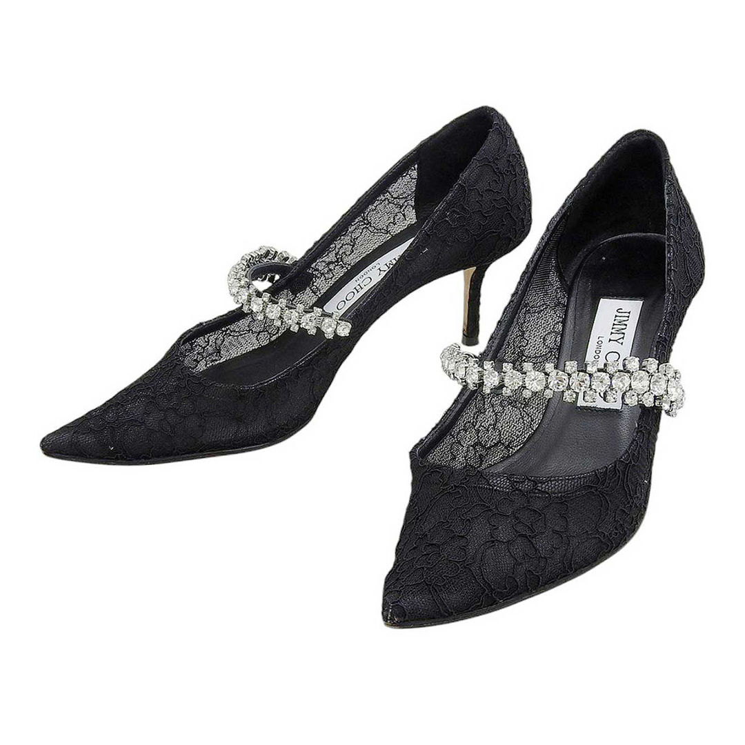 ジミーチュウ クリスタル ストラップ レース ミュール レディース