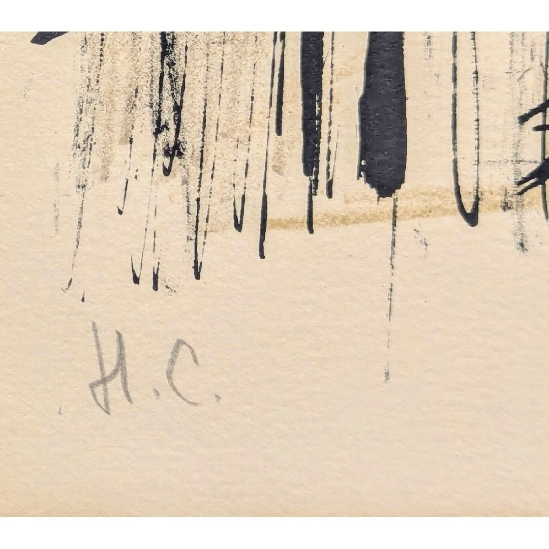 ベルナール・ビュッフェ「坂道と教会」リトグラフ 直筆サイン 1969年