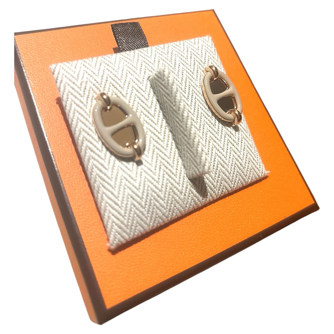 HERMES - エルメス ミニ・マイヨン ピアス ピンクゴールド×マロン