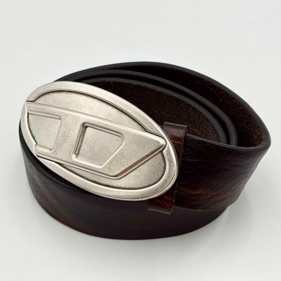 DIESEL ディーゼル レザーベルト Dロゴ レザー ブラウン