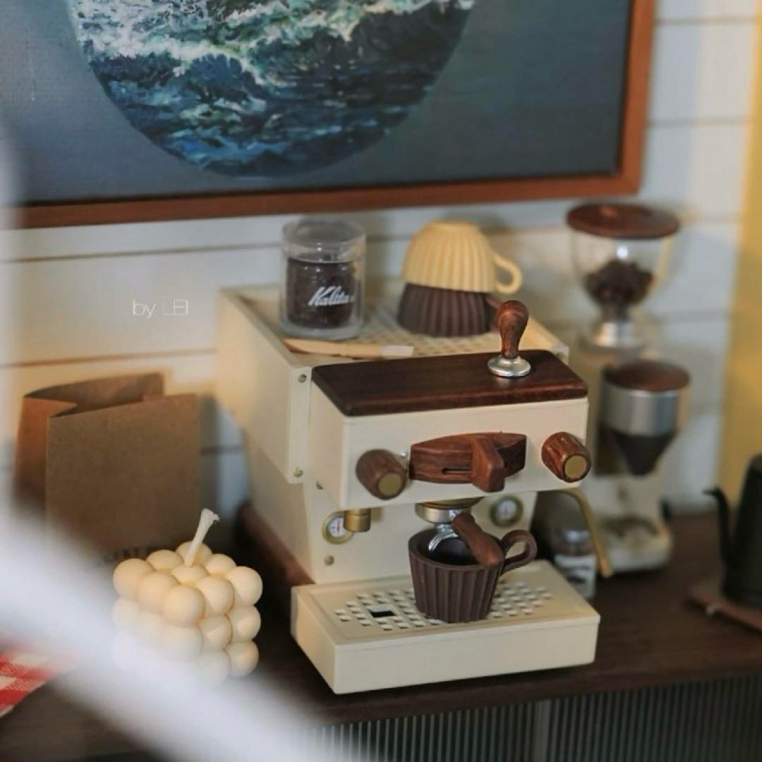 ミニチュア コーヒーマシン エスプレッソマシン クリームホワイト