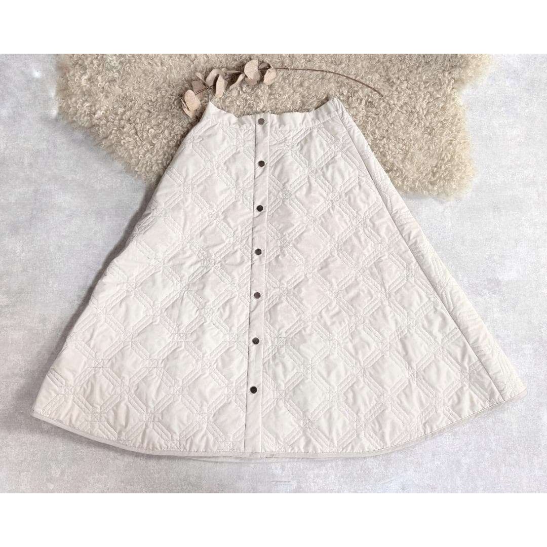 グレースクラス キルティングスカート ロング 38 白 Aライン 冬