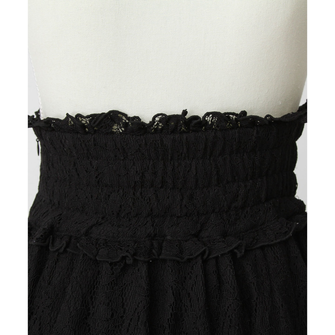 夢展望 選べる丈レースフリルリボンスカート ブラック ロング 4L