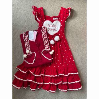 Shirley Temple - 100cm プチショコラトリージャンパースカート ピンク