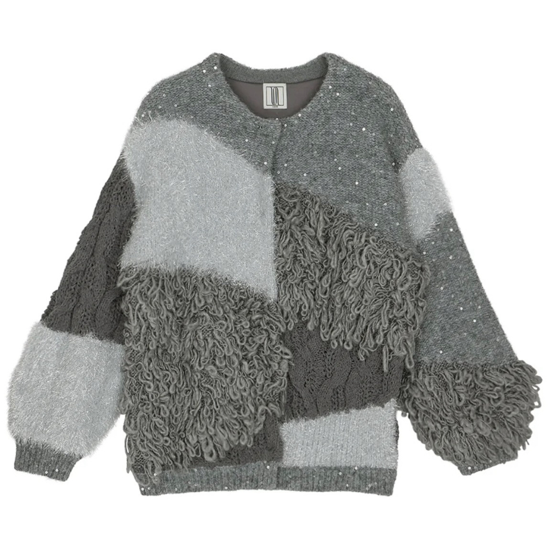 Ameri VINTAGE - 【専用】UND MIX YARN PATCHWORK KNIT CARDIGANの通販