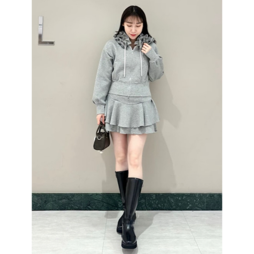 SNIDEL - snidel フリルショートジップパーカー グレーの通販 by