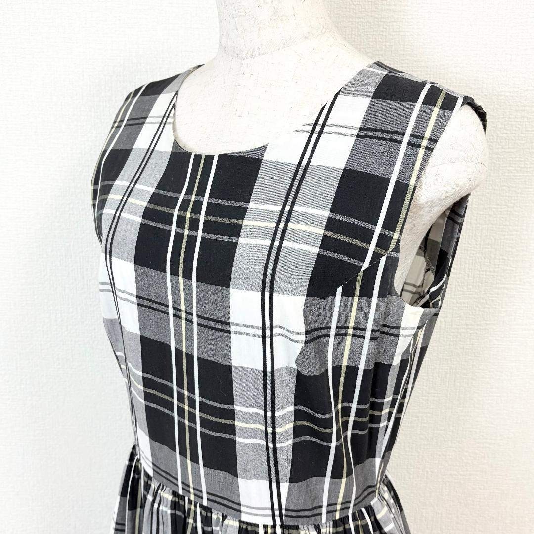 Yorkland - YORKLAND ノースリーブワンピース 黒×白 チェックの通販 by