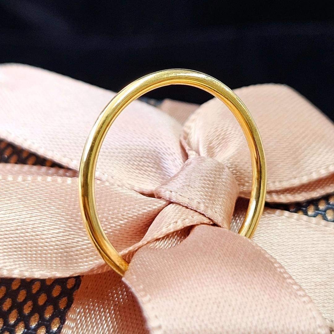 日常の美しさに！24金 K24 リング つやあり シンプル ゴールド 重ね