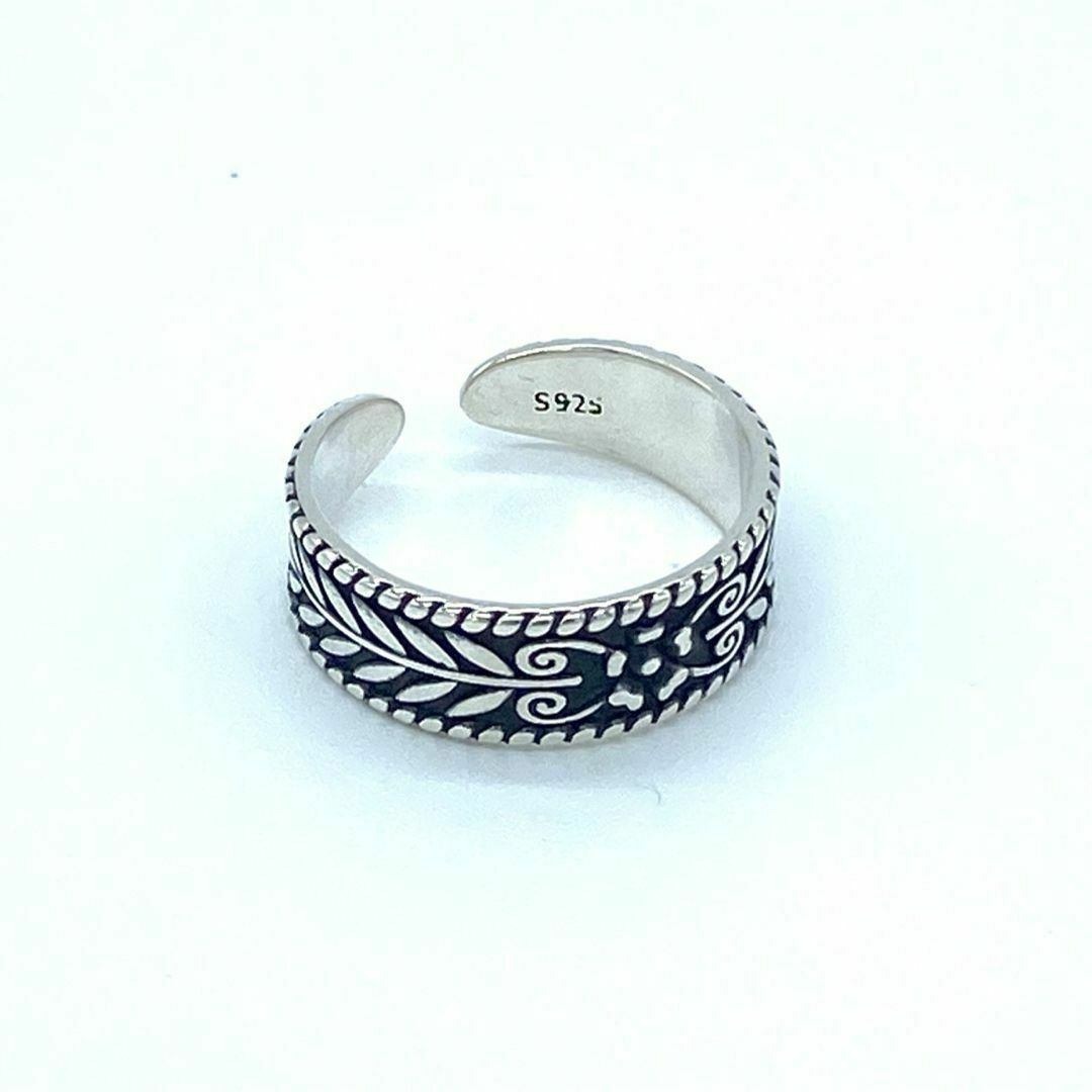 シルバー925 フラワー＆リーフデザイン リング ヴィンテージ風 高級感