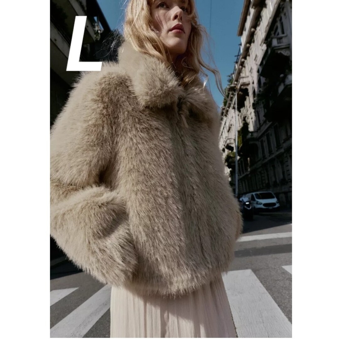 最安値 ZARA ダブルフェイス フェイクファージャケット L モールグレー