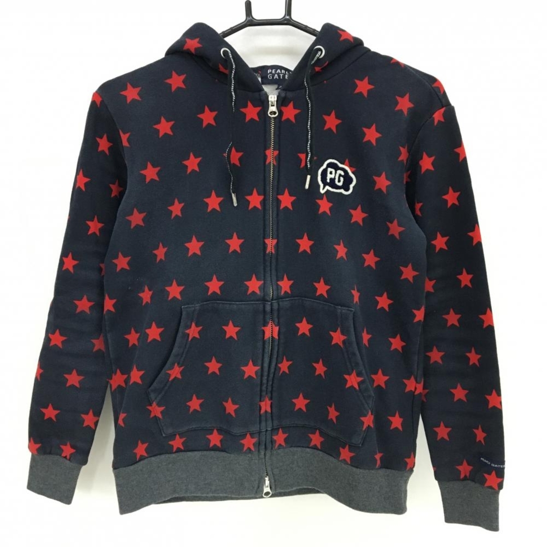 PEARLY GATES - パーリーゲイツ ジップパーカー ネイビー×レッド 星柄