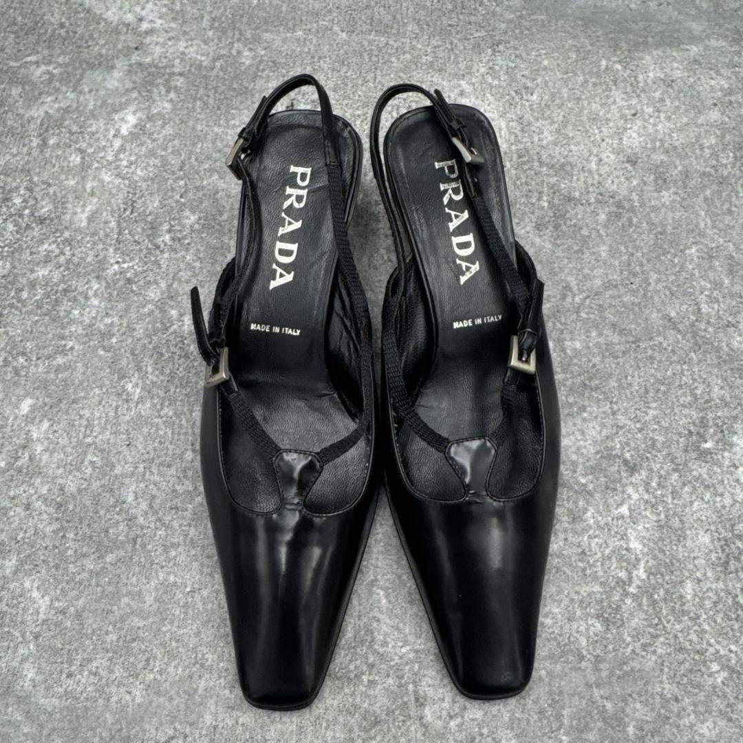 Prada Black Square Toe 36 Replaced Heels