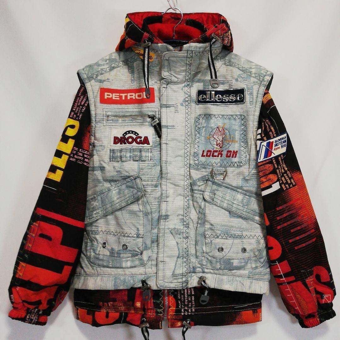 良品 ellesse エレッセ スキーウェア 上下セットアップ メンズ Lサイズ