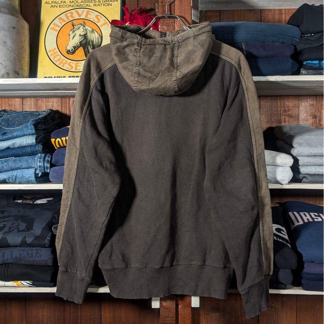 00s DIESEL ミリタリー ハーフジップ パーカー 切り替え ブラウン