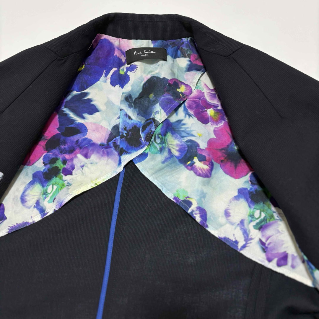 ポールスミス ブラック スーツ セットアップ ストライプ 40 花柄 黒 L