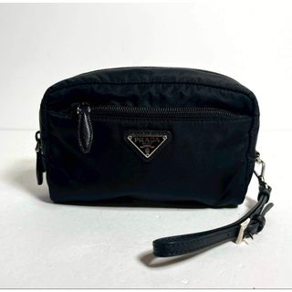 PRADA - プラダ 巾着ポーチ 三角ロゴ ブラック 黒の通販 by もん's
