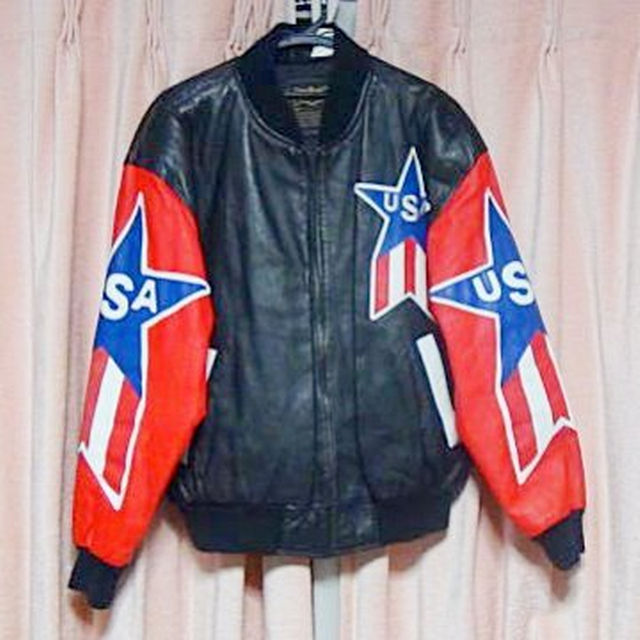 HUMAN BEING(USA) レザー ライダージャンバー（40）ブラックレッの