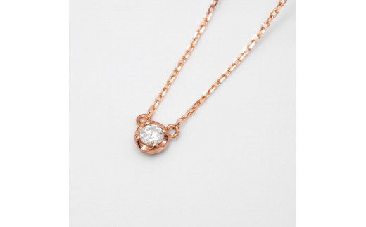 K10ピンクゴールドダイヤモンドネックレス】大人気 コロンと可愛い4点