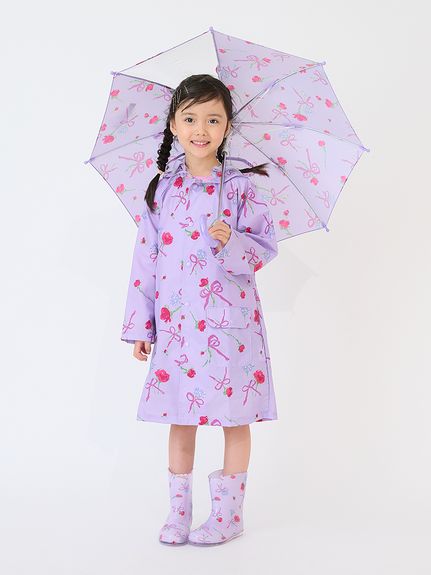 ローズリボンプリントレインコート（レインコート）｜Ribbon hakka