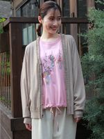 大きいサイズ][15号 19号 ]フラワーワンポイント刺繍コットンアクリル