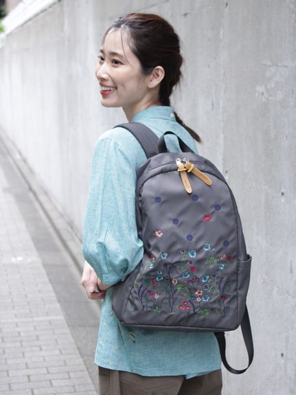 glanta」フラワー&ドット刺繍ラウンドリュック（リュック）｜SUPER