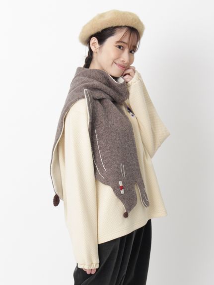 ウールアクリル ウサギシルエットマフラー（ストール・マフラー