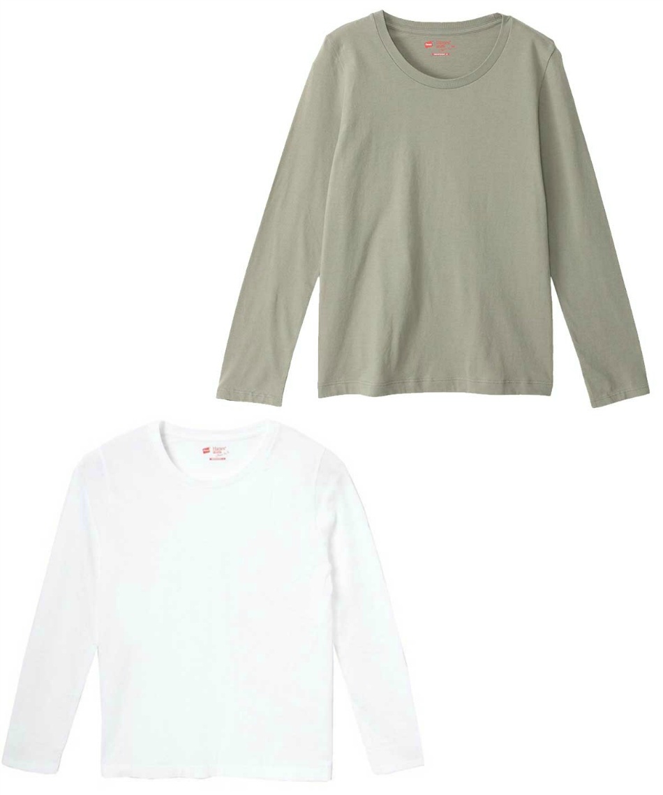 ヘインズ(Hanes) Tシャツ 長袖 ジャパンフィット 2枚組 クルーネック