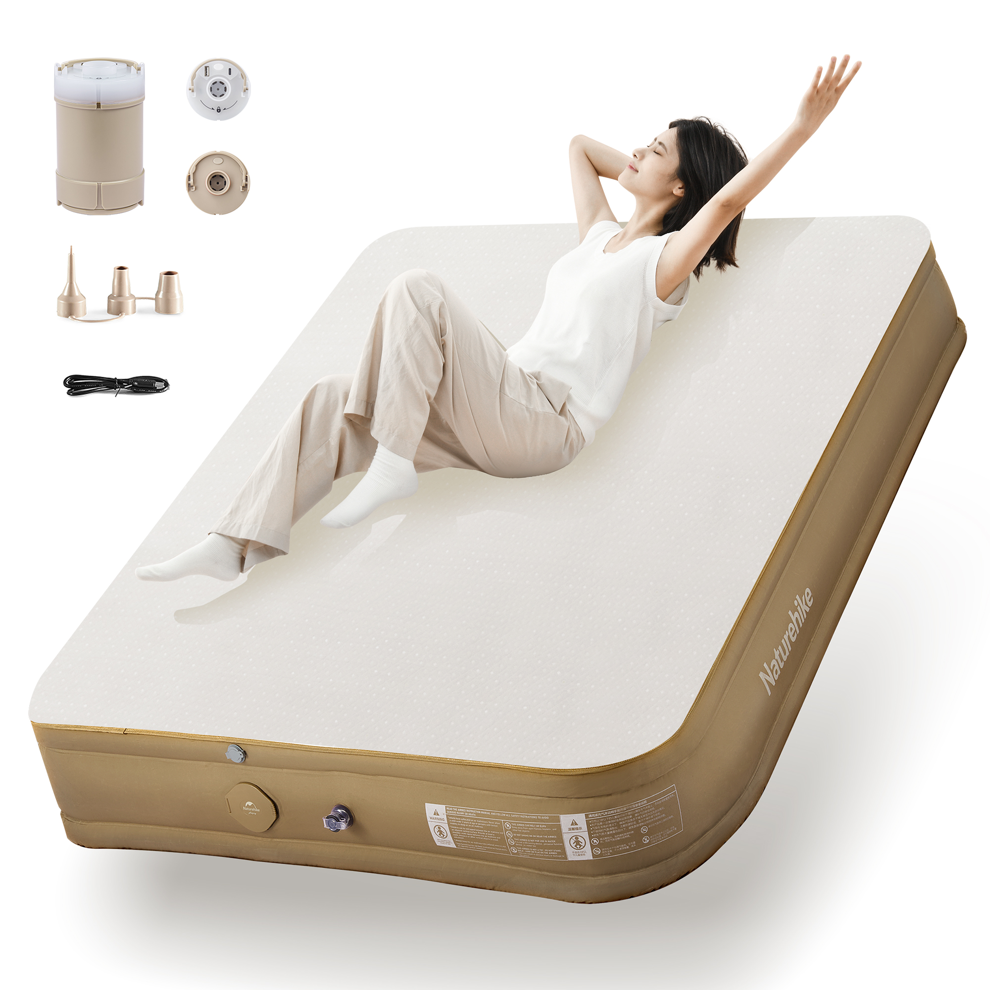 Naturehike エアーベッド マット電動 ポンプ内蔵 厚手30cm【5cm高反発