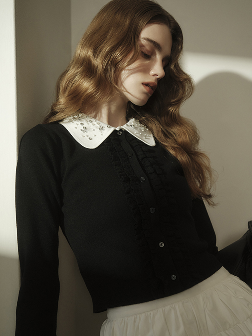 WEB限定】ビジューカラーニットカーディガン(カーディガン)｜トップス