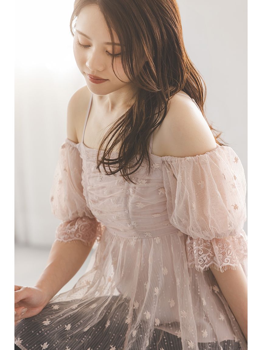 バリエオフショルレースチュニック(シャツ・ブラウス)｜トップス